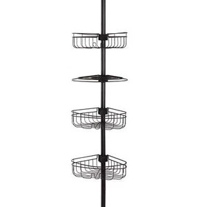 4 Tier Steel Tension Pole Shower Caddy with 3 Baskets & Soap Tray Shelf - Picture 1 of 9