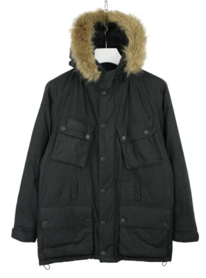 Chaqueta de plumón parka BARBOUR International Winter Storm para hombre aspecto encerado MEDIANO Foto 1 de 4