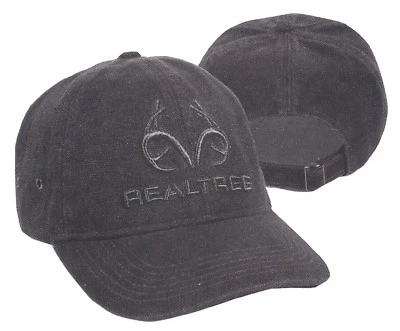 Realtree Unstructured Washed Black Embroidered Antlers+logo Tactical Hunting Hat - Image 1 of 3