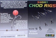 Drennan / ESP Short Chod Rigs - 3er Pack am Fluocarbon Vorfach, Stiff-Rig, Tench