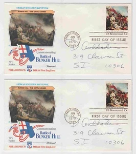 TurtlesTradingPost- Lexington & Concord/Bunker Hill 1975 #1564 Fleetwood FDCs - Picture 1 of 5