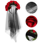 Tag des toten Schleiers Rose Schleier Kostüm Kopfbedeckung, rot
