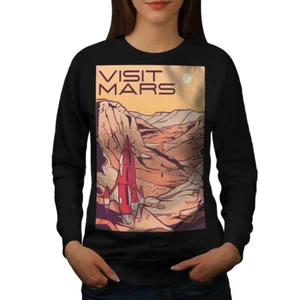 Wellcoda Visit Mars Red Planet and Rocket Travel Womens Sweatshirt - Picture 1 of 5
