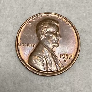 1972 D- OFF CENTER RIM Very well Lincoln memorial RED penny - Picture 1 of 9