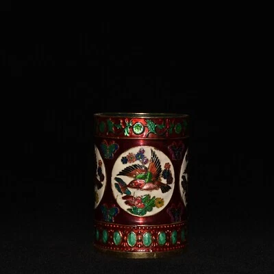 Чистая медь горящий синий цветок птица ручка держатель украшение - Изображение 1 из 4