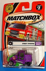 Matchbox 2002 Hometown Heroes #3 Street Sweeper Purple Big Apple w/ 50th Logo - Picture 1 of 3