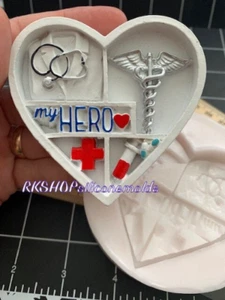 My hero stampo silicone-croce-stetoscopio-medico-infermiera-cuore per resina-artigianato - Foto 1 di 8