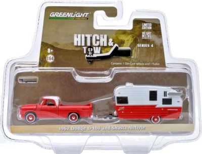 Dodge D-100 y Shasta Airflyte 2015 Greenlight Hitch & Tow-Serie 4 1962 nuevo en caja Foto 1 de 4