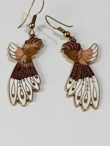 Orecchini uccellino cloisonne. Intarsio tono oro e smalto. Vintage. Gancio/Ciondolo. - Foto 1 di 17