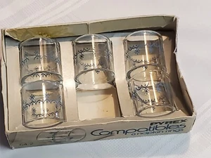 Vtg Pyrex Compatibles Corning Glass Napkin Rings Snow Flake blue 54-2 - 5 rings - Picture 1 of 9