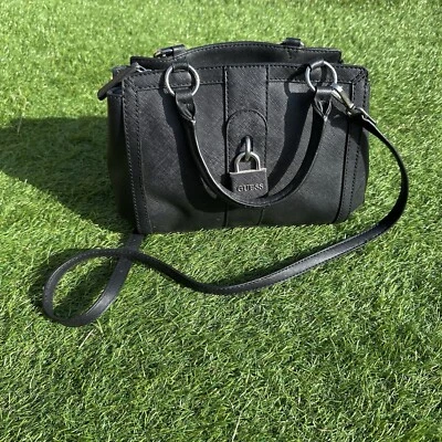 Guess Purse Over The Shoulder Outside Lock Black Preppy Minimalist - Image 1 of 4