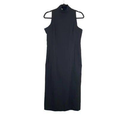 Costume National Womens Black Mock Neck Sleeveless Wool Sleek Midi Dress Size 38 Foto 1 de 4