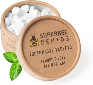 Superbee Dentos Toothpaste Tablets, 100 Tabs, Fluoride Free & Eco Friendly, Trav - Picture 1 of 12