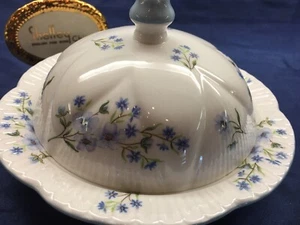 SHELLEY BLUE ROCK BUTTERDOSE ZIERLICHE FORM 13591 BLAUER BESATZ - Bild 1 von 6