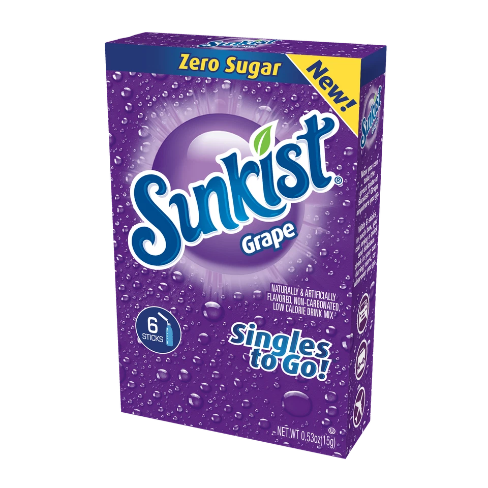 Sunkist Soda Grape Singles To Go Drink Mix, 0.53 OZ, 6 CT - Image 1 of 1