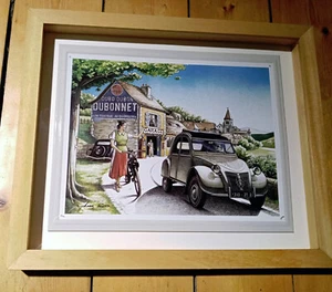 Velosolex Blechschild mit 2CV DUBONNET retro im Buchenholzrahmen mit Museumsglas - Bild 1 von 7