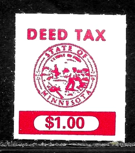 HICK GIRL-MINT STATE OF MINNESSOTA $1.00 DEED TAX STAMP X4488 - Picture 1 of 2