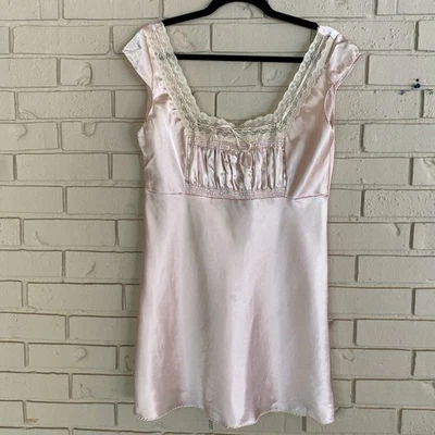 Vintage Y2K Victoria’s Secret Satin Milkmaid Pink Babydoll Slip Dress Chemise M - Image 1 of 4