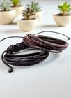 Genuine Leather Bracelet Adjustable Unisex Men Women Black Brown Wristband
