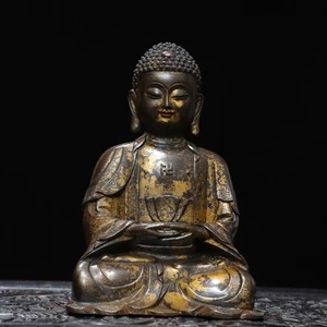 Bronze and gold sculpture of Shakyamuni Buddha - Picture 1 of 9