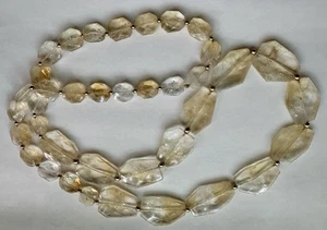 Vintage 14k Gelbgold & große Citrin Perlen Graduate 32" Halskette - Bild 1 von 6