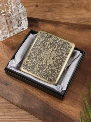 Classic Style Cigarette Case Double Sided Vintage Bronze Case With Gift Box - Image 1 of 4