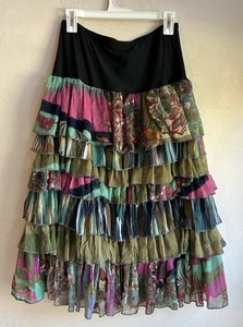 Maxi Falda Anu By Natural Con Volantes Florales en Niveles M Boho Hada Hippie Artística - Imagen 1 de 5