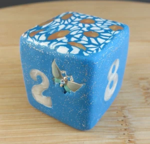 Jena's Handmade Backgammon Doubling Cube Blue Yellow White Flower OOAK #409 - Picture 1 of 14