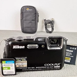 Nikon COOLPIX AW120 16 MP Digital Compact Camera Set - Black 18m Underwater - Bild 1 von 18