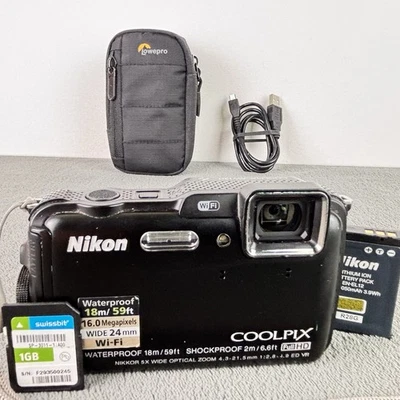 Nikon COOLPIX AW120 16 MP Digital Compact Camera Set - Black 18m Underwater - Bild 1 von 4