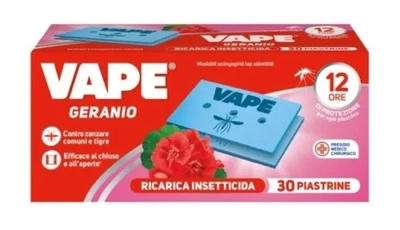Vape Ricarica, Piastrine Gusto Geranio, Protezione Contro Le Zanzare, 30Pz