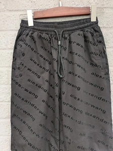 Alexander Wang Small Black Logo Slogan Cuffed Trousers - Picture 1 of 21