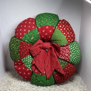 Vintage Handmade Calico Fabric Patchwork Wreath Christmas - Picture 1 of 6