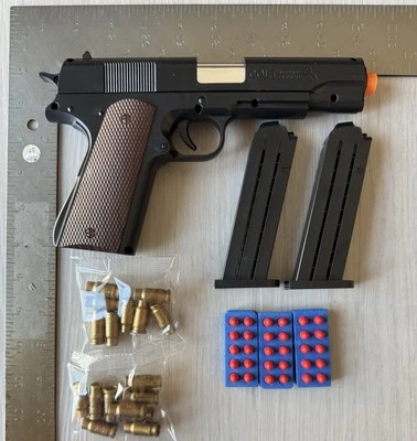 Realistic Toy Gun Colt 1911 Shell Ejecting EVA Foam Blaster Pistol 2 Clips Bonus - Image 1 of 4