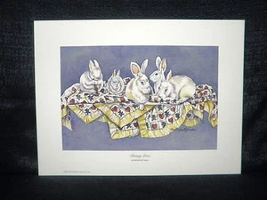 Martha Hayes "Bunny Love" Cute Rabbits Open Edition Lithograph - Picture 1 of 3