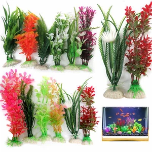 12 Pc Ornament Aquarium Decoration Plastic Water Grass Fake Plants Fish Tank 6" - Picture 1 of 1