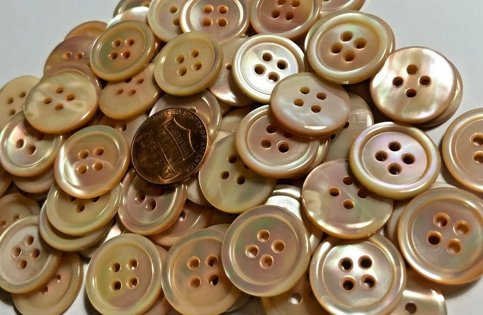 6 PC ONLY! Vintage Pink Iridescent MOP Shell Buttons 18mm Just Over 11/16" 11751 - Image 1 of 4