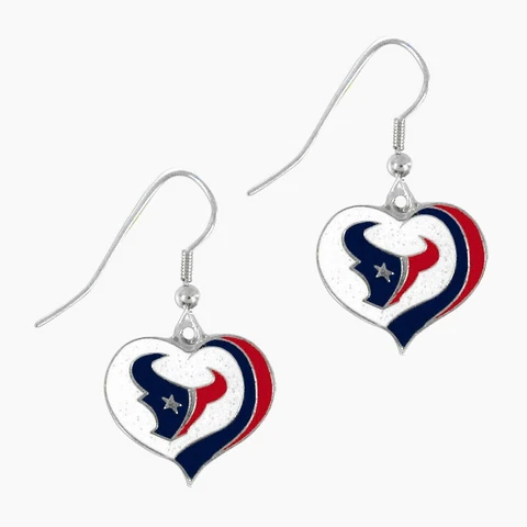 Houston Texans Glitter Sparkle Heart Earrings  Nickel Free Cover