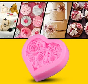 Stampi cera fusione forma cuore stampo silicone fondente glassa torta cupcake topper - Foto 1 di 7