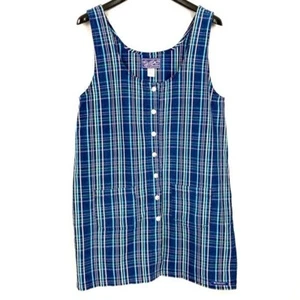 Vestido tipo jersey vintage No Excuses para mujer talla L botones bolsillos delanteros a cuadros años 90’s - Imagen 1 de 9