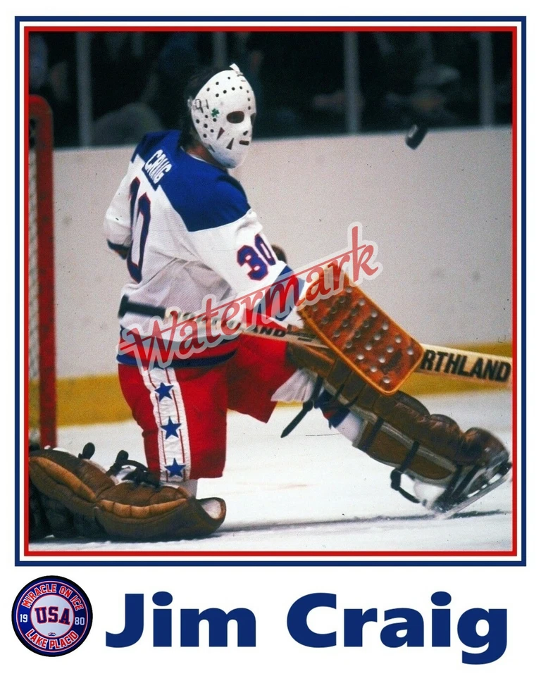 1980 Lake Placid Olympics Team USA Jim Craig Game Action Color 8 X 10 Photo  - Image 1 of 1
