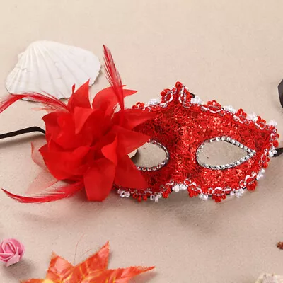 Glitter Masquerade Feather Venetian Mask Fancy Dress Party Theme Ball Eye Mask ∂ - Image 1 of 4