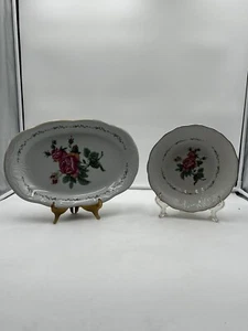 Victorian Rose 8” Round Vegetable Bowl Vintage & Embossed Porcelain Serving Dish - Picture 1 of 11