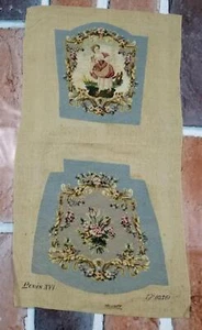 Tapiz de funda de silla floral y dama francés vintage a punta de aguja 116x65 cm - Imagen 1 de 11