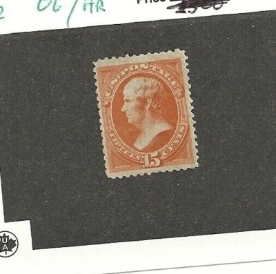 US Scott # 152, 15 centavos naranja, Daniel Webster, OG/HR, 1870, scv. $3500 Foto 1 de 2