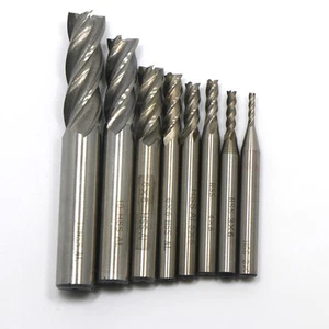8pc HSS CNC Straight Shank 4 Flute End Mill Cutter Drill Bit 2 3 4 5 6 8 10 12mm - Picture 1 of 3