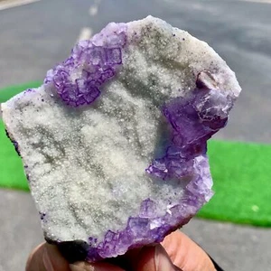 107G Rare transparent Purple cubic fluorite mineral crystal sample/China - Picture 1 of 18