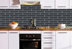 Lava Grey Clear Glass Wall Border Tiles 49x200mm Wall Tiles - Picture 1 of 3