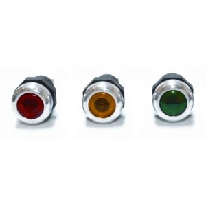 Motorsport 17mm Warning Light Aluminium Bezel 3Pk - Red, Amber and Green - Picture 1 of 3