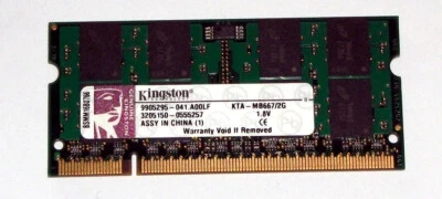 2 GB DDR2 RAM 200-pin 2Rx8 PC2-5300S Apple Laptop Memory 'Kingston KTA-MB667/2G' - Imagen 1 de 2